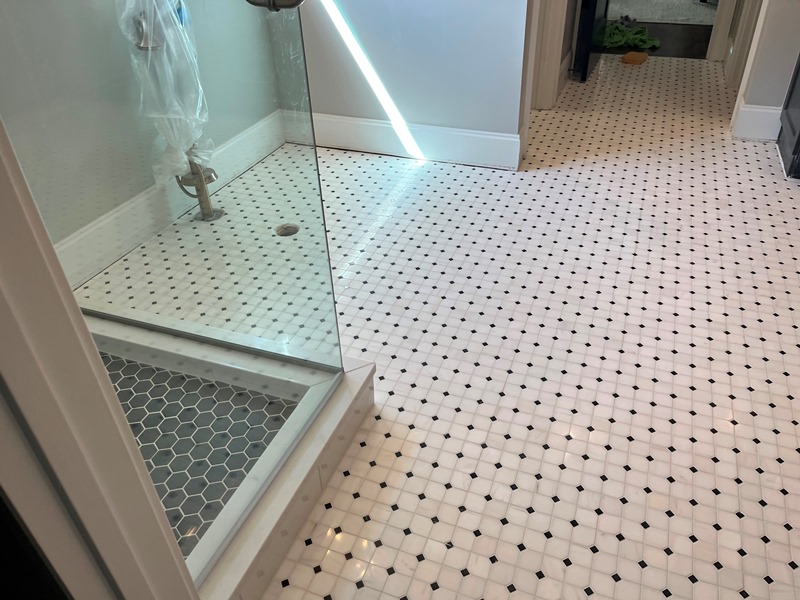 This image features black and white checkered tiling.